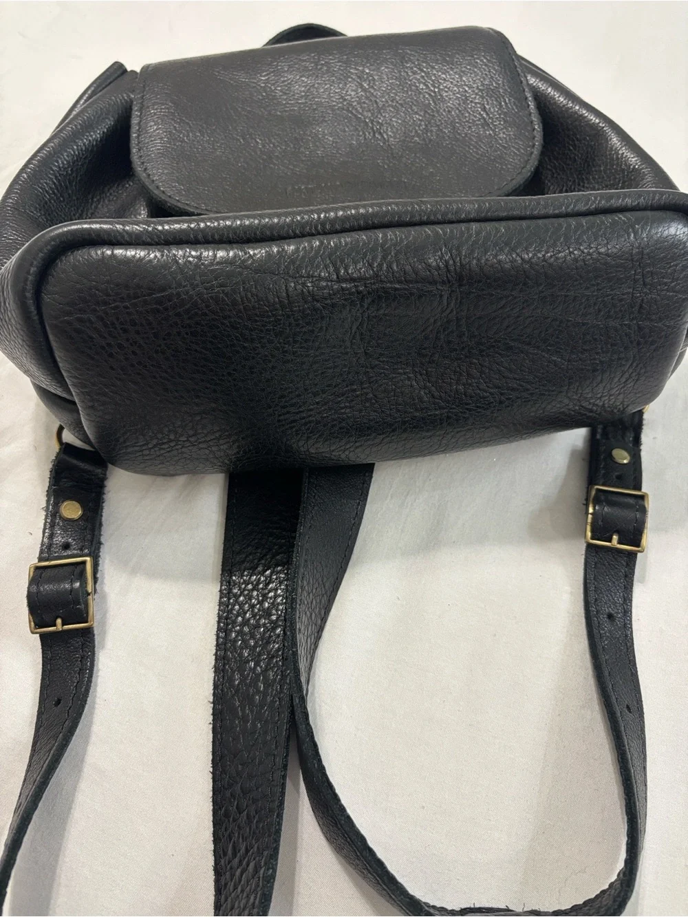 Portland Leather Goods Bucket Backpack in Pebbled Black